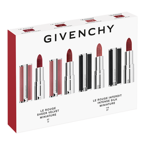 Vue 5 - Coffret Le Rouge - Le Rouge Mini Couture Collection Quator avec Miniature Le Rouge Sheer Velvet et Miniatures Le Rouge Interdit Intense Silk GIVENCHY - 1,5G X 4 - P183772