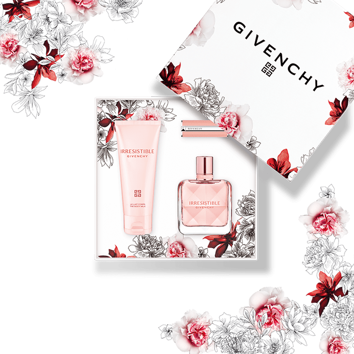 Irresistible Gift Set 50 ml eau de parfum 75ml body lotion miniature le rose perfecto 01 Givenchy Beauty