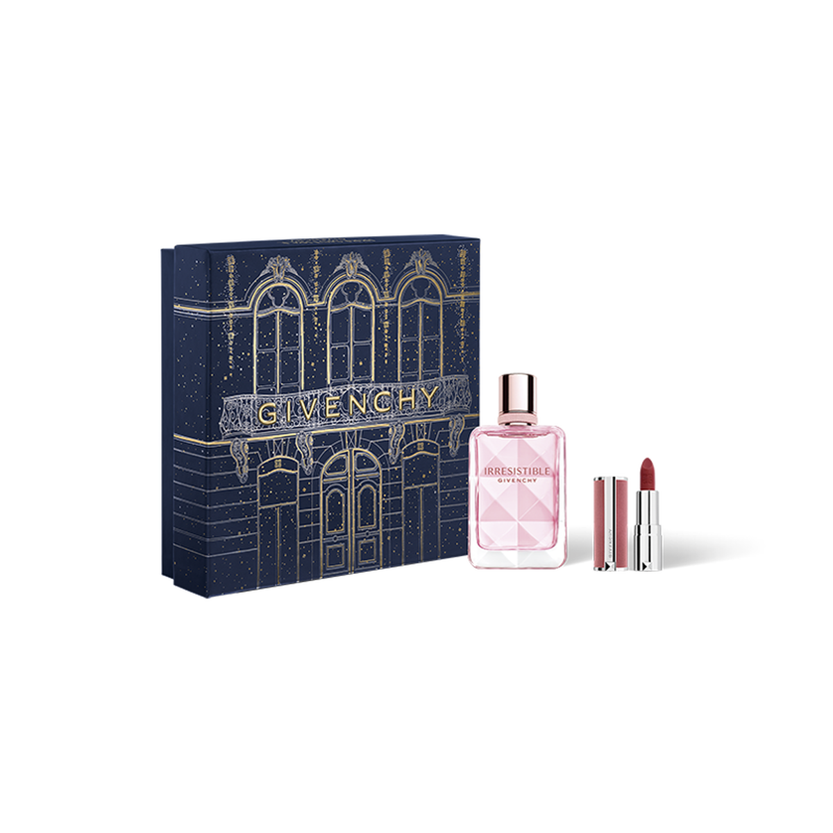 Irresistible Very Floral Le Rouge Holiday Gift Set Irresistible very floral eau de parfum 50ml with mini le rouge sheer velvet n27 140 value Givenchy Beauty