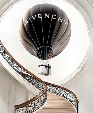 Givenchy Beauty red pouch with Prisme Libre Powder and Irresistible fragrance