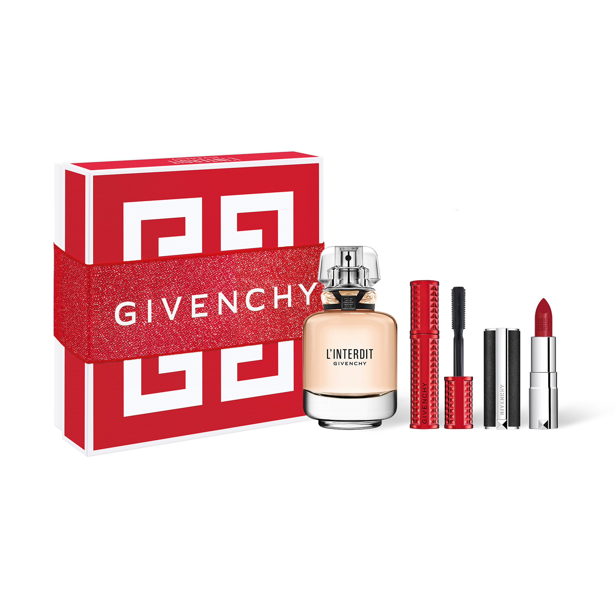 L'INTERDIT | GIVENCHY BEAUTY - 50ml Eau de parfum, mini Le Rouge Lipstick  #333 & mini Volume Disturbia Mascara #01 | Givenchy Beauty