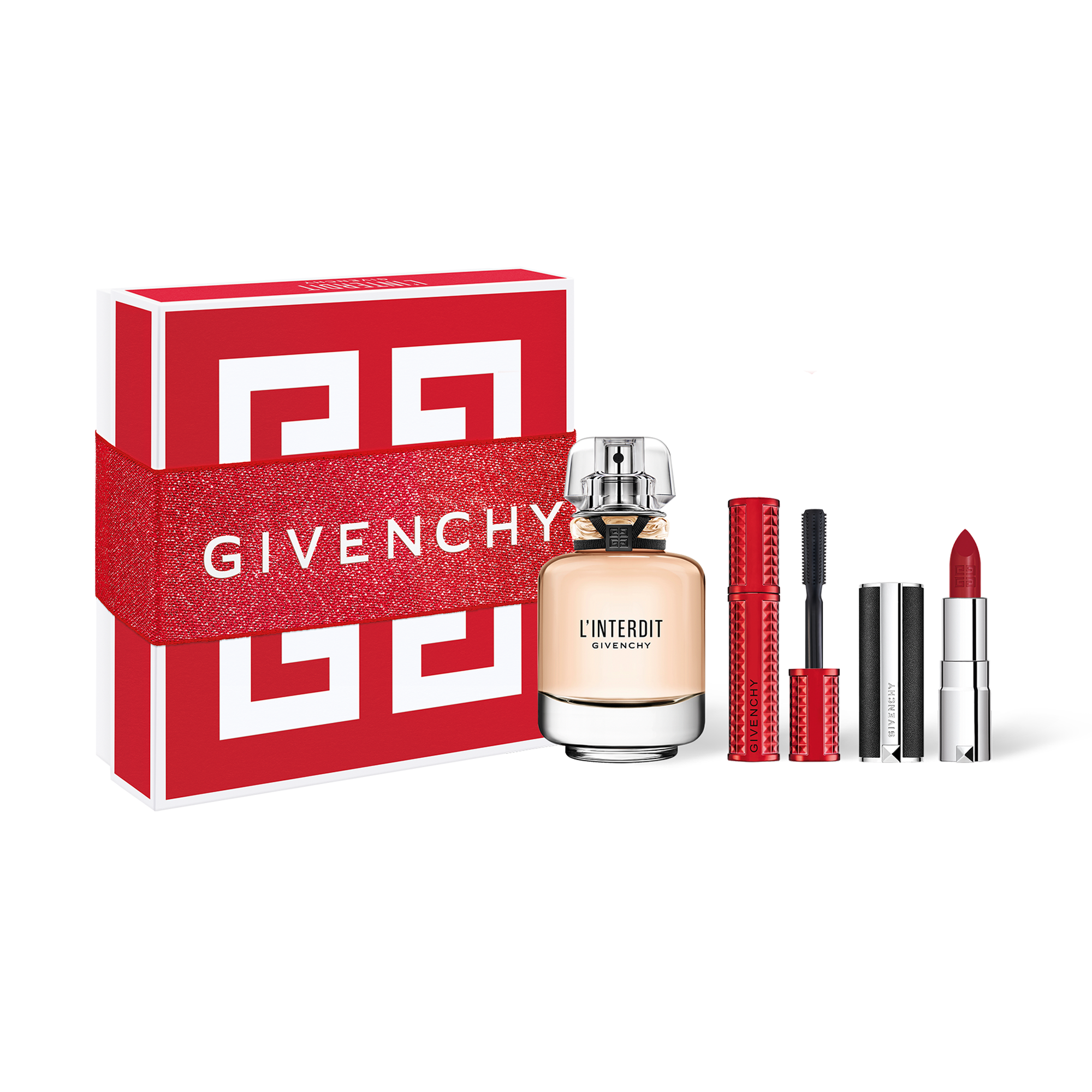 L'INTERDIT | GIVENCHY BEAUTY - 50ml Eau de parfum, mini Le Rouge Lipstick  #333 & mini Volume Disturbia Mascara #01 | Givenchy Beauty