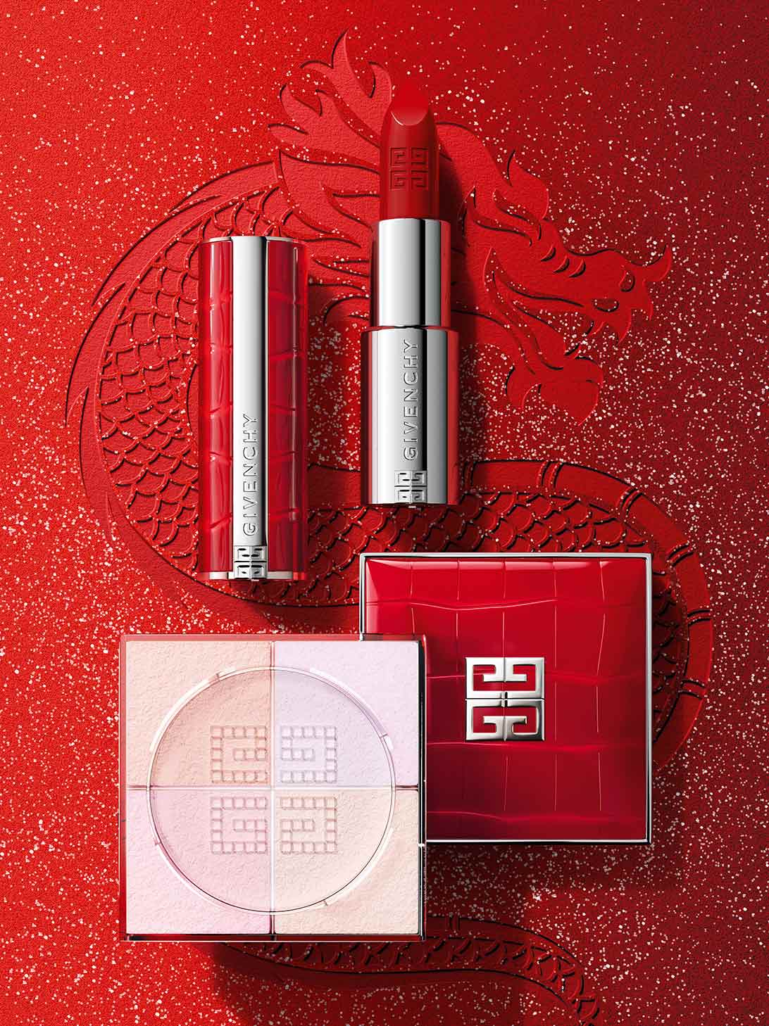 ROUGE INTERDIT INTENSE SILK Y POLVOS SUELTOS PRISME LIBRE EDICIÓN AÑO NUEVO LUNAR